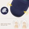 Frank Mully Women’s Wide Width Flats Mary Jane Flat Comofortable Knit Ballet Flat Wide Toe Box Dress Shoes with Adjustable Straps(Dark Blue)