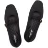 Frank Mully Mary Jane Women Flat Shoes Slip on Square-Toe Washable Shoes Comfortable for Dressy and Work with Ankle Strap(Black)