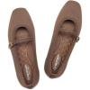 Frank Mully Mary Jane Women Flat Shoes Slip on Square-Toe Washable Shoes Comfortable for Dressy and Work with Ankle Strap(Brown)