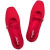 Frank Mully Mary Jane Women Flat Shoes Slip on Square-Toe Washable Shoes Comfortable for Dressy and Work with Ankle Strap(Red)