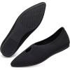 Frank Mully Women’s Ballet Flats Teardrop Upper Pointed Toe Lightweight Flats for Women Comfortable Slip on Flats for Work Wedding Office(6077black)