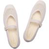 Frank Mully Womens Casual Flat Shoes Square Toe Shoes Knitted Mesh Flat Comfort Work Flat Shoes for Daily Washable(Beige)