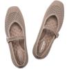 Frank Mully Womens Casual Flat Shoes Square Toe Shoes Knitted Mesh Flat Comfort Work Flat Shoes for Daily Washable(Green Mesh)