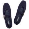 Frank Mully Womens Casual Flat Shoes Square Toe Shoes Knitted Mesh Flat Comfort Work Flat Shoes for Daily Washable(Navy)