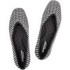 Frank Mully Womens Casual Flat Shoes Square Toe Shoes Knitted Work Flat Comfort Dressy Flat Shoes for Daily Washable(Back White Grid)