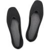 Frank Mully Womens Casual Flat Shoes Square Toe Shoes Knitted Work Flat Comfort Dressy Flat Shoes for Daily Washable(Black)