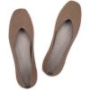 Frank Mully Womens Casual Flat Shoes Square Toe Shoes Knitted Work Flat Comfort Dressy Flat Shoes for Daily Washable(Brown Stripe)