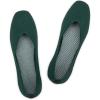 Frank Mully Womens Casual Flat Shoes Square Toe Shoes Knitted Work Flat Comfort Dressy Flat Shoes for Daily Washable(Dark Green)