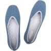 Frank Mully Womens Casual Flat Shoes Square Toe Shoes Knitted Work Flat Comfort Dressy Flat Shoes for Daily Washable(Denim Blue)