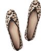 Frank Mully Womens Casual Flat Shoes Square Toe Shoes Knitted Work Flat Comfort Dressy Flat Shoes for Daily Washable(Leopard Ecru)