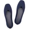 Frank Mully Womens Casual Flat Shoes Square Toe Shoes Knitted Work Flat Comfort Dressy Flat Shoes for Daily Washable(Navy)