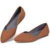 Frank Mully Womens Flat Shoes Classic Pointed Toe Flats Knitted Dress Shoes Soft Flats for Woman Comfortable Dressy(Fawn&grey)