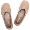 Frank Mully Womens Flat Shoes Wide Toe Box Knitted Flats Comfort Wide Width Walking Flats(Khaki)