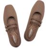 Frank Mully Women’s Flats Square Toe Mary Jane Shoes Ballet Flats with Strap Comfortable Slip On Knit Shoes Dressy Casual(Brown)