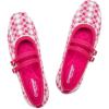Frank Mully Women’s Flats Square Toe Mary Jane Shoes Ballet Flats with Strap Comfortable Slip On Knit Shoes Dressy Casual(Pink)