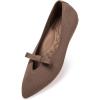 Frank Mully Women’s Flats with Bow Slip on Ballet Shoes Soft Fabric Ballerina Dressy Flats for Women(Brown)