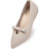 Frank Mully Women’s Flats with Bow Slip on Ballet Shoes Soft Fabric Ballerina Dressy Flats for Women(Ecru)