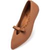 Frank Mully Women’s Flats with Bow Slip on Ballet Shoes Soft Fabric Ballerina Dressy Flats for Women(Tan)