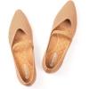 Frank Mully Womens Flats with Straps Pointed Toe Flat Shoes Low Wedge Heel Comfortable Arch Support Flats for Women(Light Khaki)