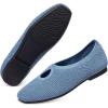 Frank Mully Women’s Knit Flats Teardrop Upper Square-Toe Style Shoes Lightweight Flats for Women Comfortable Slip on Flats for Work Wedding Office(Lightblue)