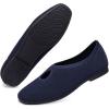 Frank Mully Women’s Knit Flats Teardrop Upper Square-Toe Style Shoes Lightweight Flats for Women Comfortable Slip on Flats for Work Wedding Office(Navyblue)