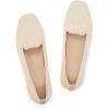 Frank Mully Women’s Loafer Flats Square Toe Comfortable Office Work Shoes, Cute Penny Loafer Slip On Walking Driving Shoes(6027ecru)