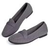 Frank Mully Women’s Loafer Flats Square Toe Comfortable Office Work Shoes, Cute Penny Loafer Slip On Walking Driving Shoes(6046grey)