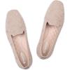 Frank Mully Women’s Loafer Flats Square Toe Comfortable Office Work Shoes, Cute Penny Loafer Slip On Walking Driving Shoes(Ecru Pattern)
