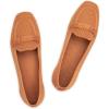 Frank Mully Women’s Loafer Flats Square Toe Comfortable Office Work Shoes, Cute Penny Loafer Slip On Walking Driving Shoes(Fawn)