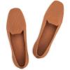 Frank Mully Women’s Loafer Flats Square Toe Comfortable Office Work Shoes, Cute Penny Loafer Slip On Walking Driving Shoes(Orange)