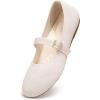 Frank Mully Women’s Mary Jane Flats Comfortable Dressy Ballet Flats Casual Round Toe Slip On Washable Knitted Fabric Office Work Woman Shoes(6088cream)