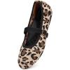 Frank Mully Women’s Mary Jane Flats Comfortable Dressy Ballet Flats Casual Round Toe Slip On Washable Knitted Fabric Office Work Woman Shoes(6088leopard)