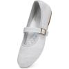 Frank Mully Women’s Mary Jane Flats Comfortable Dressy Ballet Flats Casual Round Toe Slip On Washable Knitted Fabric Office Work Woman Shoes(6088lightgrey)