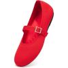 Frank Mully Women’s Mary Jane Flats Comfortable Dressy Ballet Flats Casual Round Toe Slip On Washable Knitted Fabric Office Work Woman Shoes(6088red)