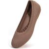 Frank Mully Women’s Mary Jane Flats Comfortable Dressy Ballet Flats Casual Round Toe Slip On Washable Knitted Fabric Office Work Woman Shoes(Brown)