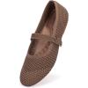 Frank Mully Women’s Mary Jane Flats Comfortable Dressy Ballet Flats Casual Round Toe Slip On Washable Knitted Fabric Office Work Woman Shoes(Coffee/Mesh)