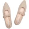 Frank Mully Women’s Mesh Flats Mary Jane Shoes Pointed Toe Lightweight with Adjustable Instep Strap Knit Flat Shoes for Women Dressy Casual Washable Walking Shoes(Solid Ecru)