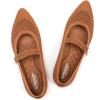 Frank Mully Women’s Mesh Flats Mary Jane Shoes Pointed Toe Lightweight with Adjustable Instep Strap Knit Flat Shoes for Women Dressy Casual Washable Walking Shoes(Tan)
