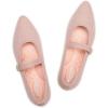 Frank Mully Women’s Mesh Flats Mary Jane Shoes Pointed Toe Lightweight with Adjustable Instep Strap Knit Flat Shoes for Women Dressy Casual Washable Walking Shoes(Solid Pink)