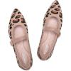 Frank Mully Women’s Mesh Flats Mary Jane Shoes Pointed Toe Lightweight with Adjustable Instep Strap Knit Flat Shoes for Women Dressy Casual Washable Walking Shoes(Solid Leopard)