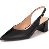 Frank Mully Women’s Slingback Heels Pointed Toe Work Pumps Comfortable Chunky Pumps Closed Toe Stylish Dressy Shoes(Black/Pu)