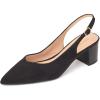 Frank Mully Women’s Slingback Heels Pointed Toe Work Pumps Comfortable Chunky Pumps Closed Toe Stylish Dressy Shoes(Black/Suede)