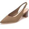Frank Mully Women’s Slingback Heels Pointed Toe Work Pumps Comfortable Chunky Pumps Closed Toe Stylish Dressy Shoes(Bronze/Knit)