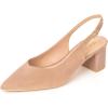Frank Mully Women’s Slingback Heels Pointed Toe Work Pumps Comfortable Chunky Pumps Closed Toe Stylish Dressy Shoes(Camel/Suede)