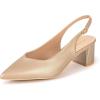 Frank Mully Women’s Slingback Heels Pointed Toe Work Pumps Comfortable Chunky Pumps Closed Toe Stylish Dressy Shoes(Gold/Pu)