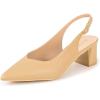 Frank Mully Women’s Slingback Heels Pointed Toe Work Pumps Comfortable Chunky Pumps Closed Toe Stylish Dressy Shoes(Nude/Pu)