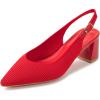 Frank Mully Women’s Slingback Heels Pointed Toe Work Pumps Comfortable Chunky Pumps Closed Toe Stylish Dressy Shoes(Red/Knit)