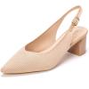 Frank Mully Women’s Slingback Heels Pointed Toe Work Pumps Comfortable Chunky Pumps Closed Toe Stylish Dressy Shoes(Wheat/Knit)