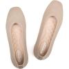 Frank Mully Womens Square Toe Flat Shoes Comfortable Knitted Flats Work Flats for Woman(Nude)
