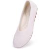 Frank Mully Women’s Wide Width Flats Ballet Flats Round Toe Knit Flat Shoes with Arch Support Wide Toe Box(Beige)